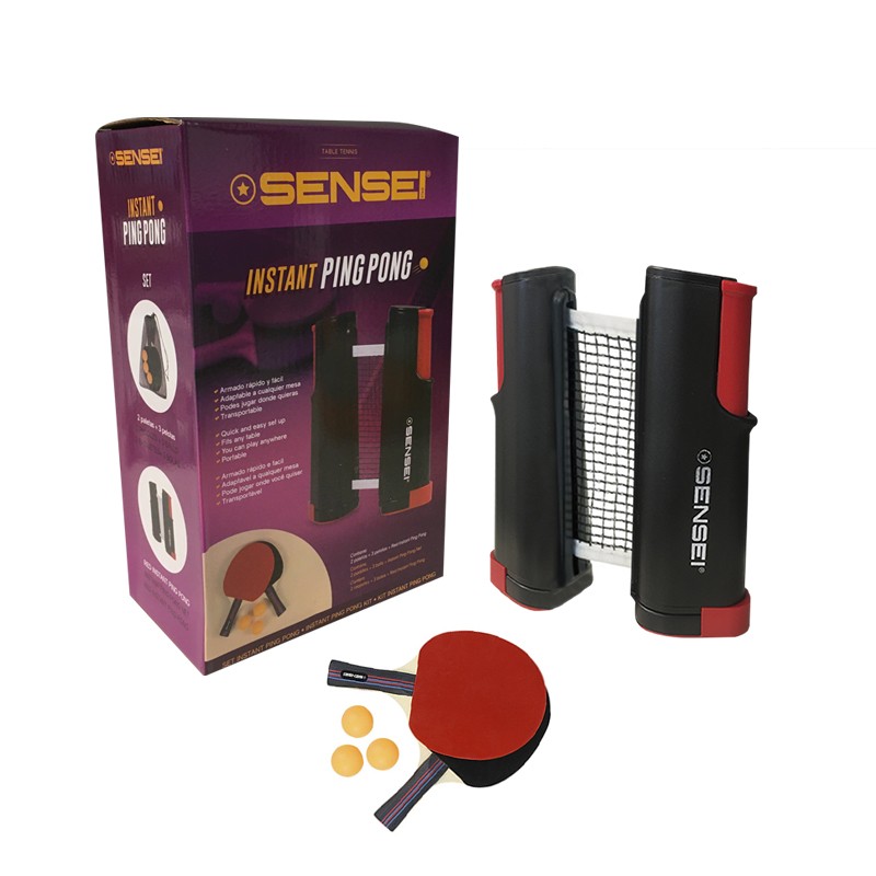 SET PING PONG SENSEI 2 PALETAS+3 PELOTAS+RED INSTANTANEA